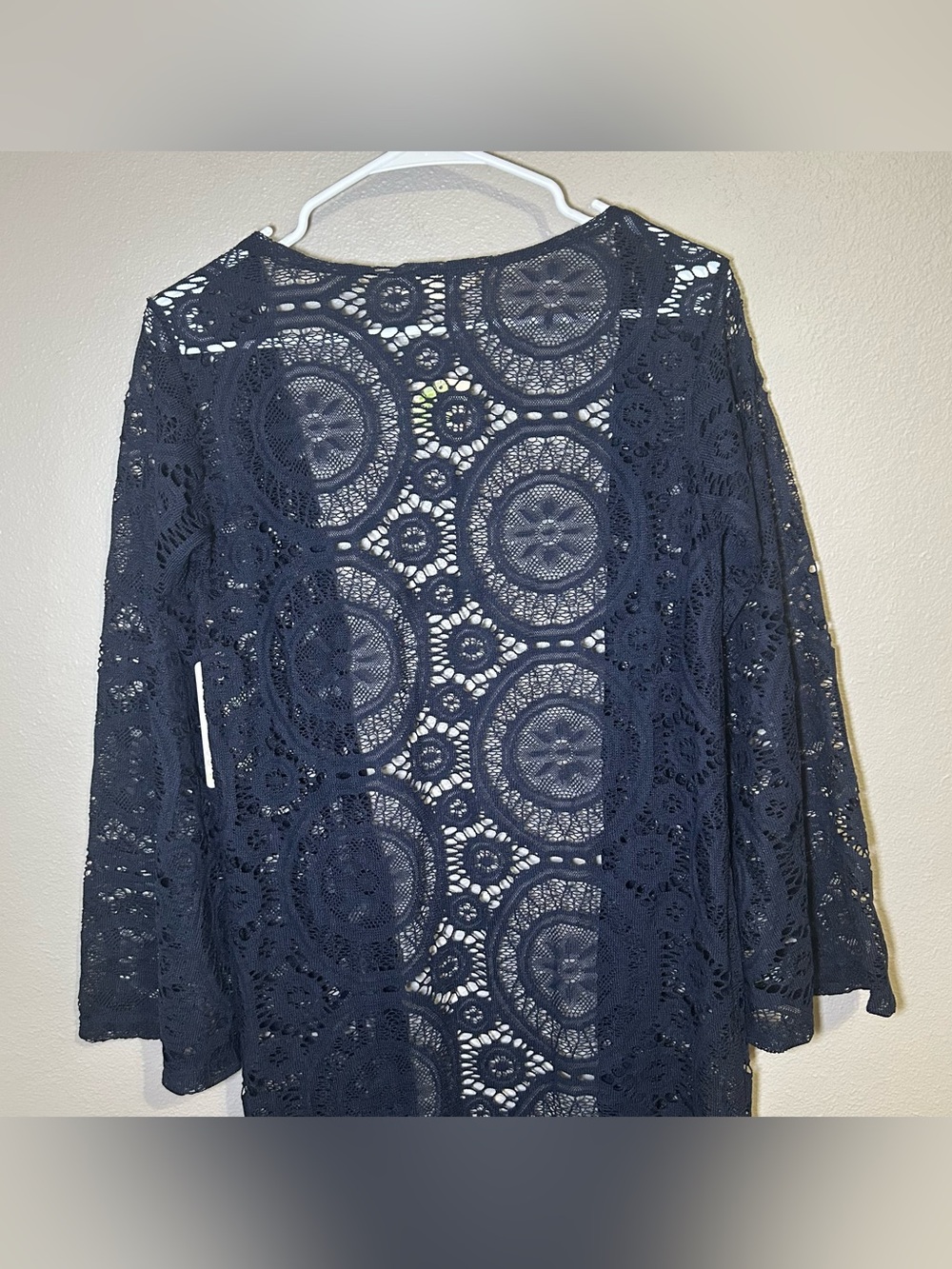 New Altar’d State Blue Crochet Knit Boho Kimono Cardigan Women’s Size Large - Picture 6 of 9